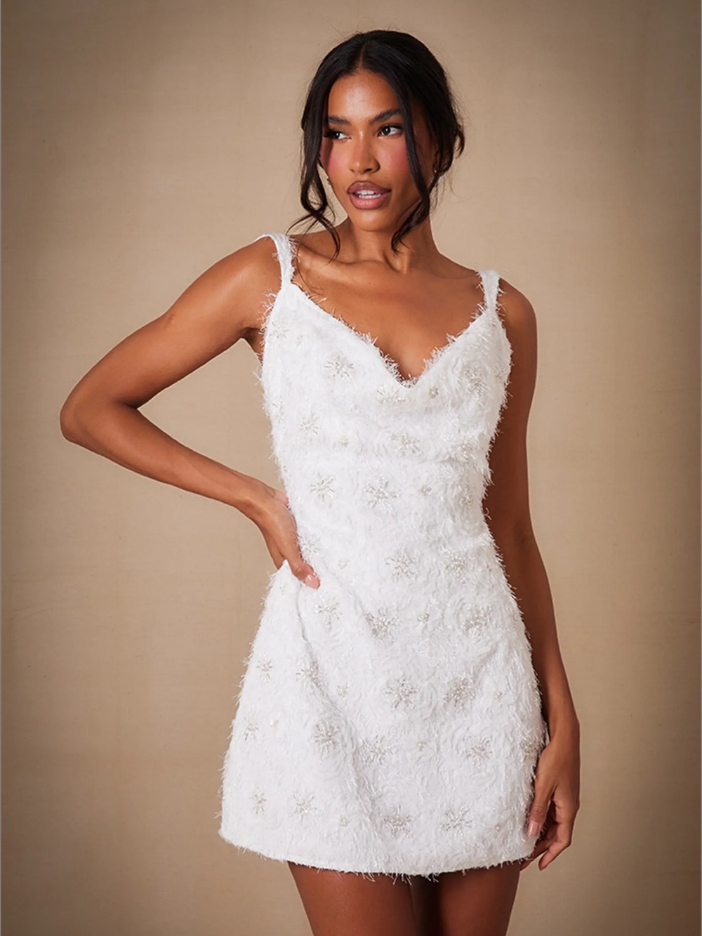PrettyLittleThing White Embellished Dress